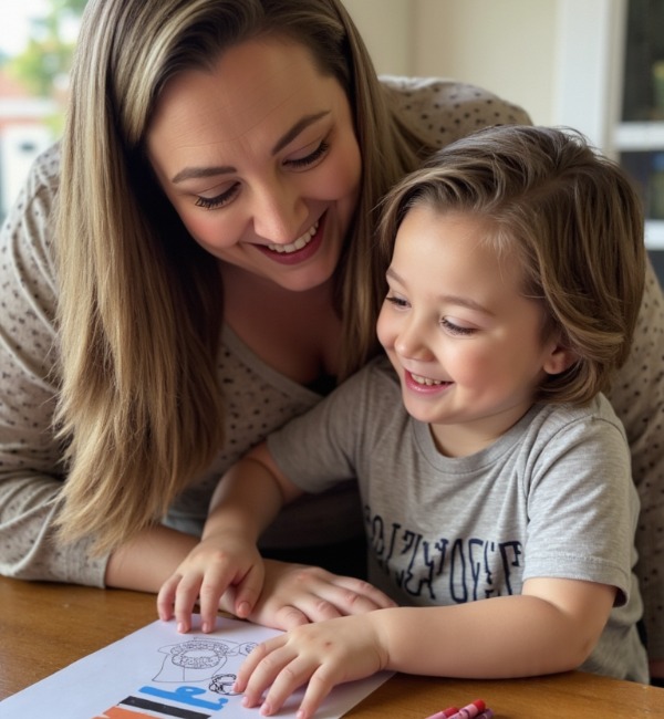 Adult coloring with child