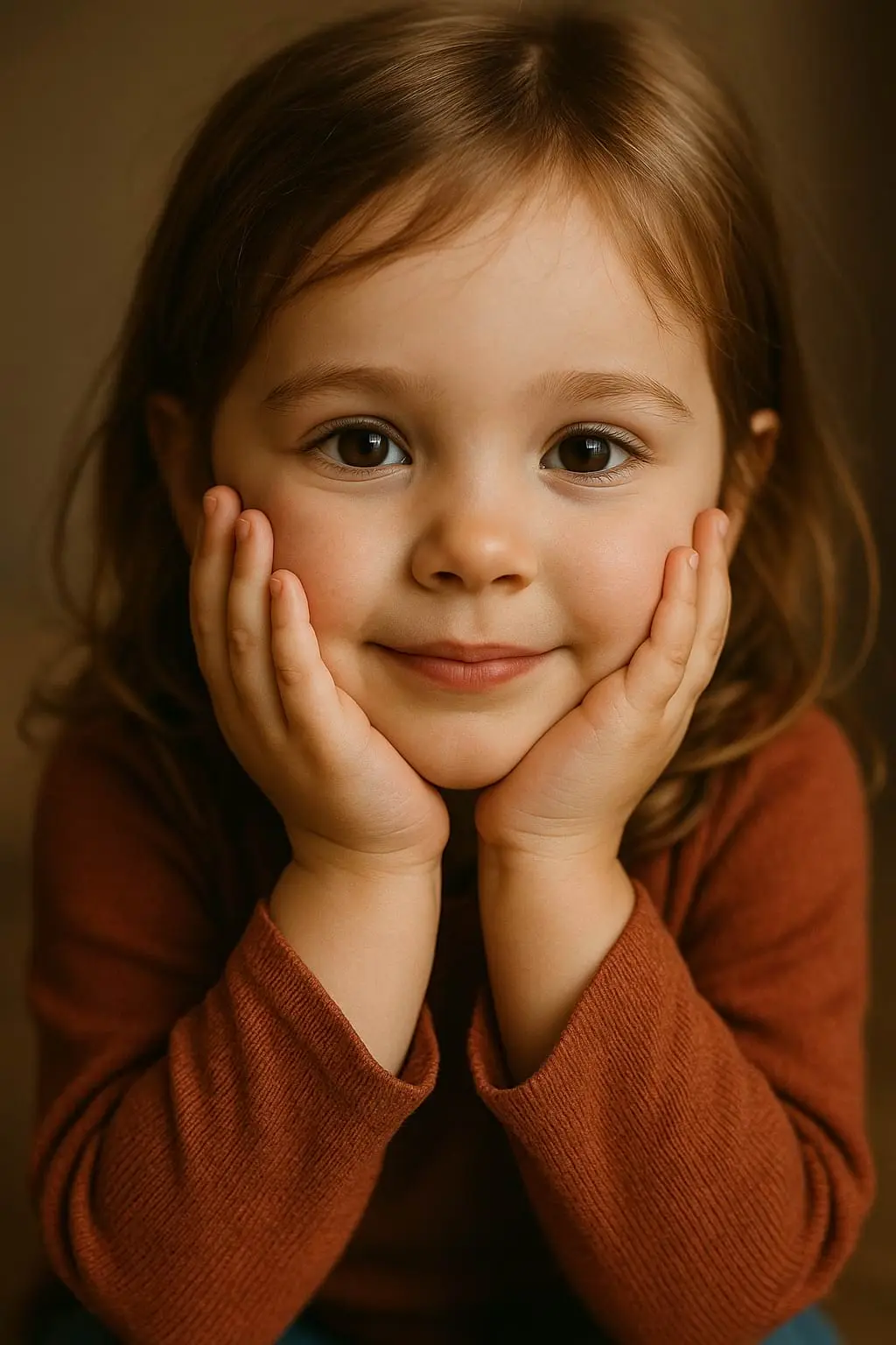 Girl with Hands on Cheeks